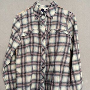 CAbi Plaid Button Down Shirt Small Western Style Double Pocket Cotton Top